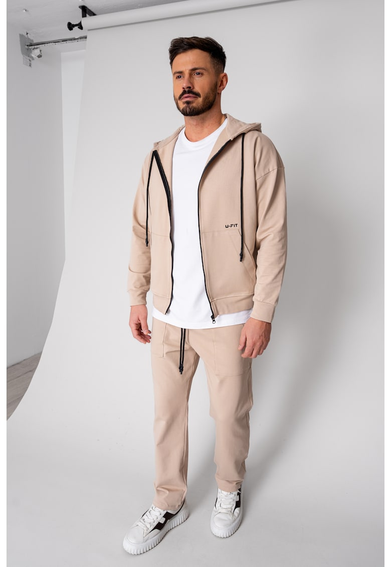 Set Loren din bumbac Jacheta si pantalon Beige 19307