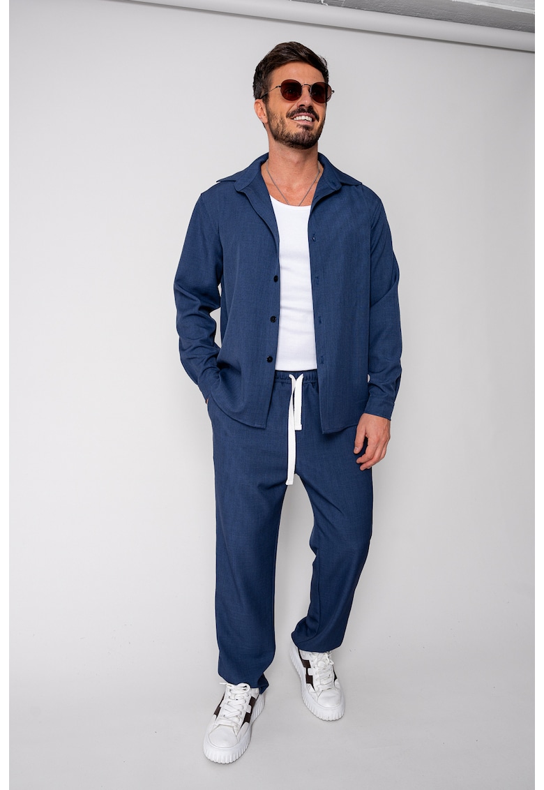 Set camasa si pantalon lung Premium Edition Dark Blue New 19323 - BLUE