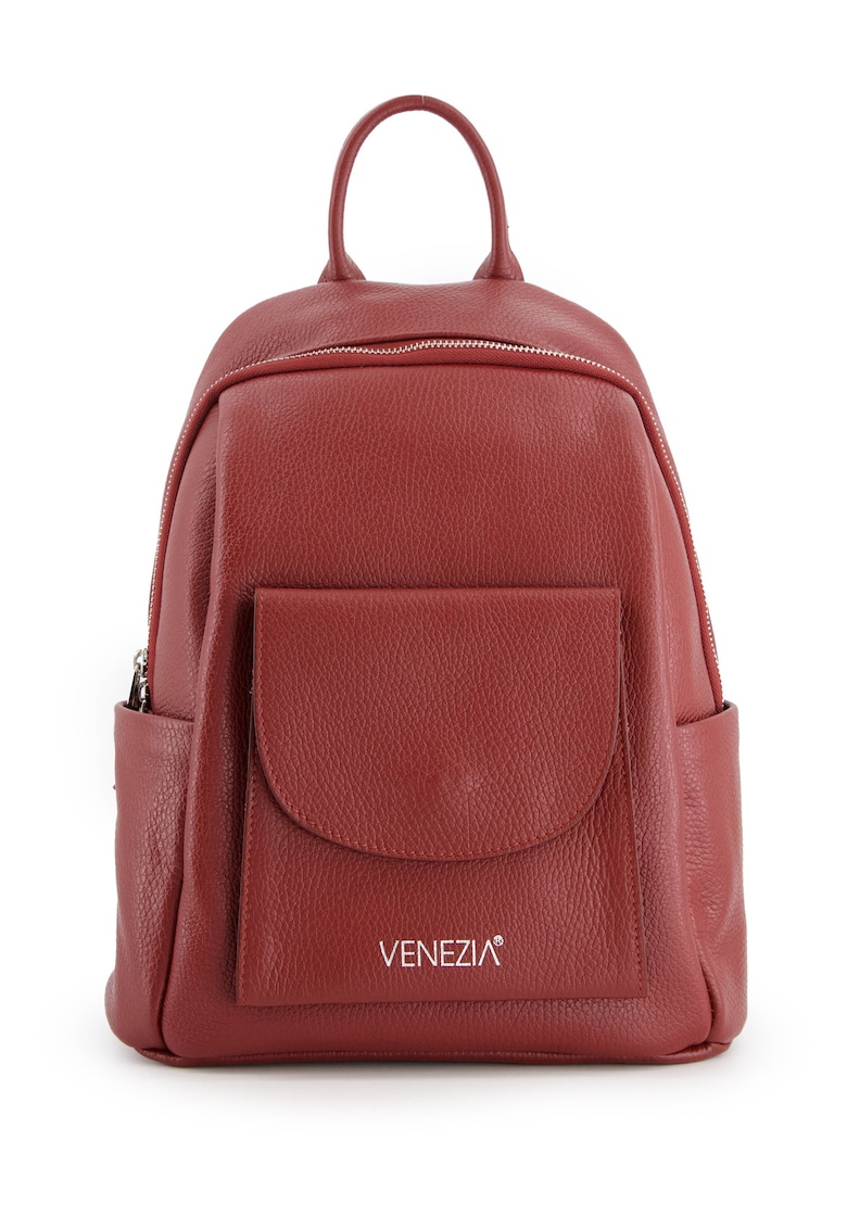 Rucsac din piele naturala cu un buzunar exterior cu clapeta