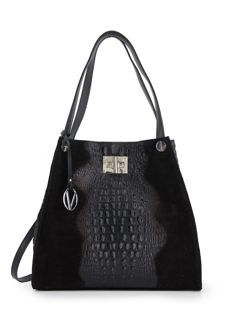 Geanta shopper din piele naturala si piele intoarsa