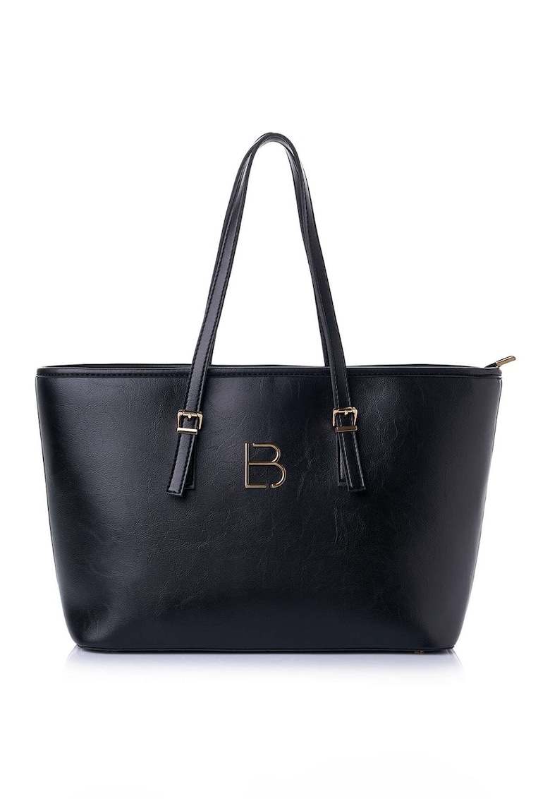 Geanta shopper din piele ecologică cu logo metalic