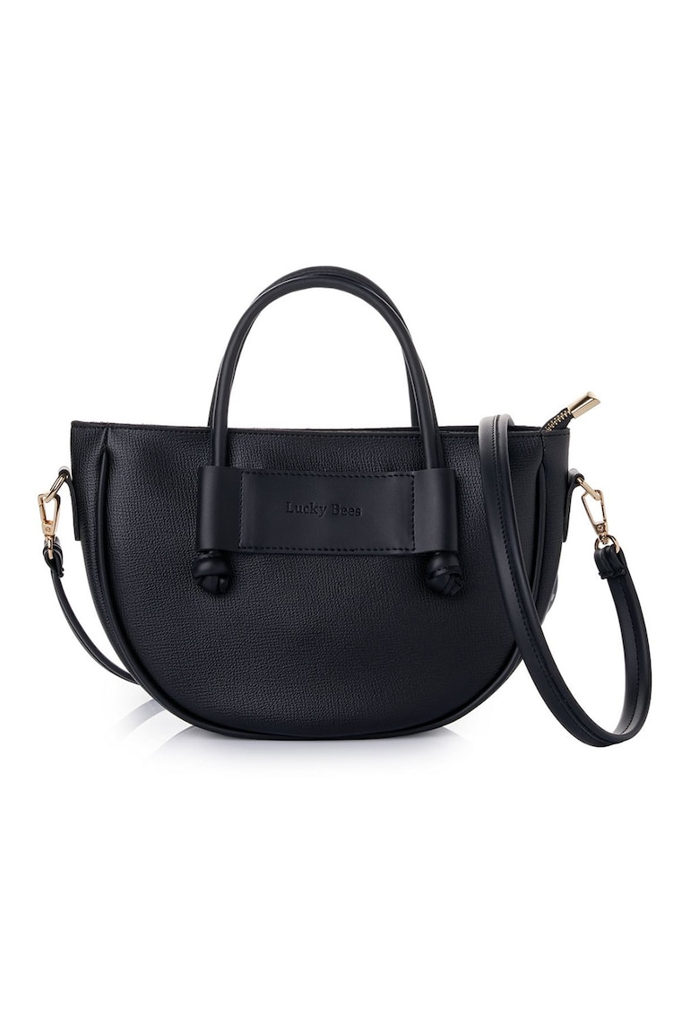 Geanta din piele ecologica cu maner si aspect granulat Elin