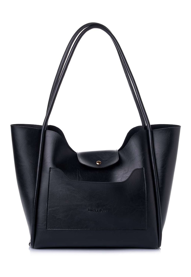 Geanta shopper din piele ecologica - Negru
