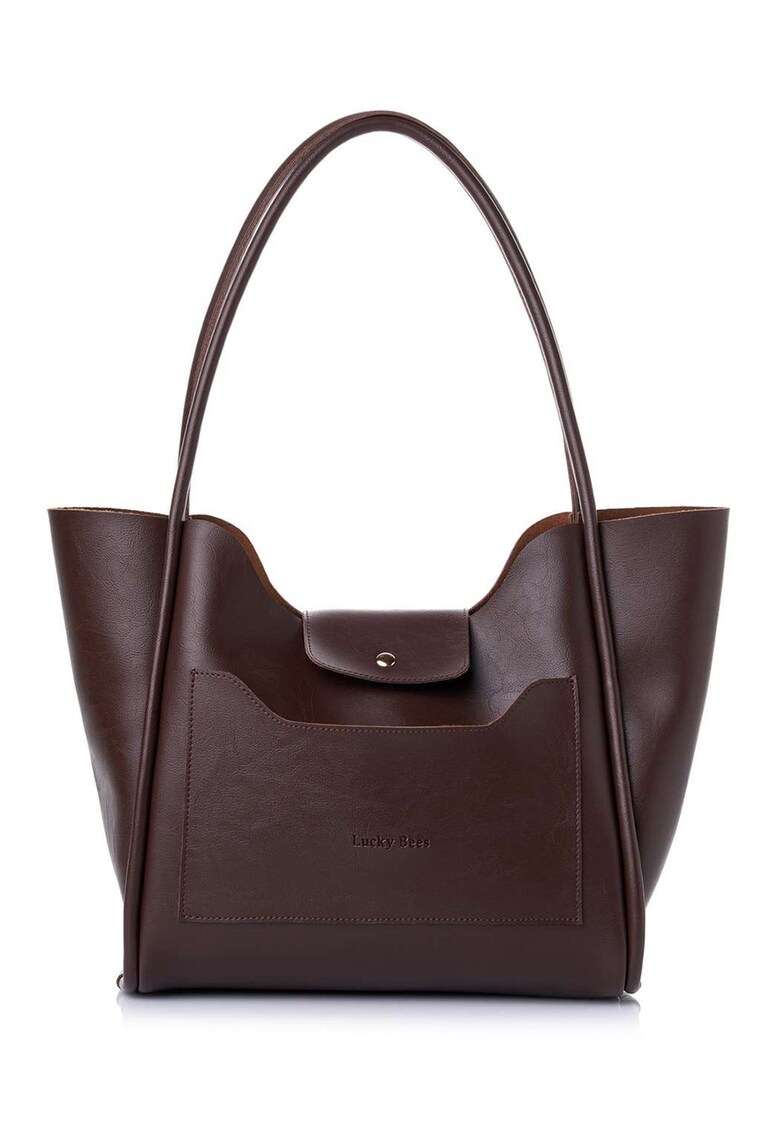 Geanta shopper din piele ecologica - Maro inchis