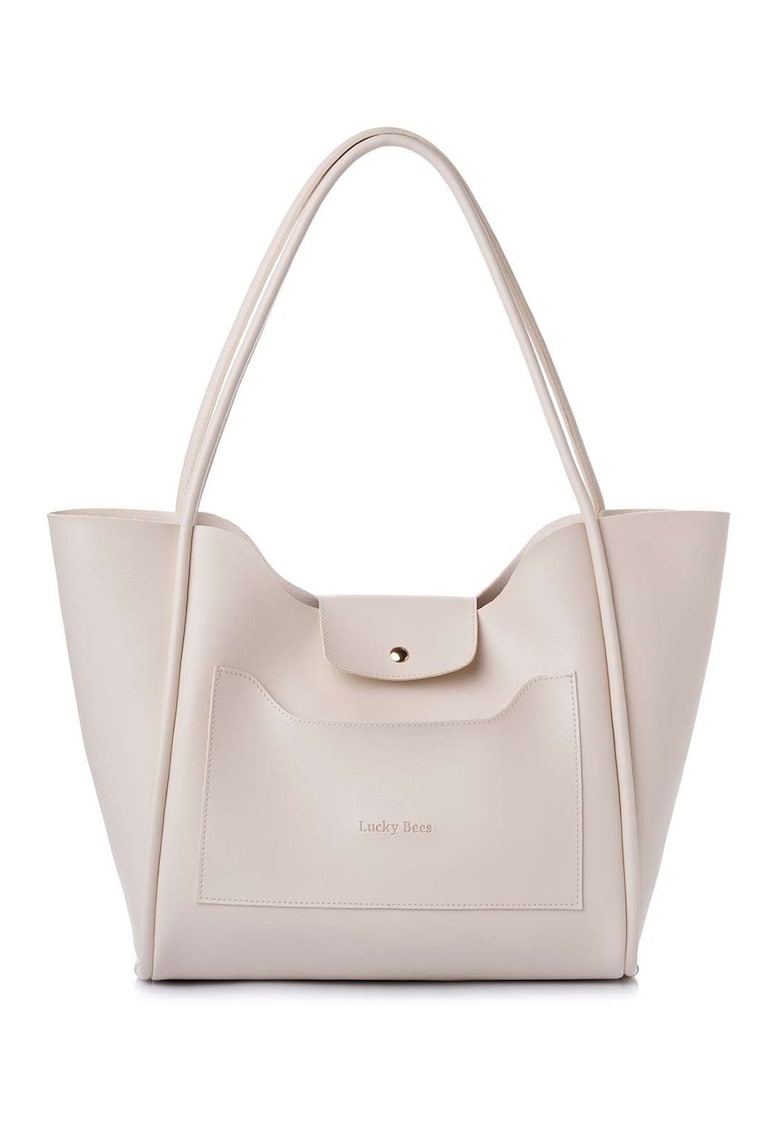 Geanta shopper din piele ecologica - Crem
