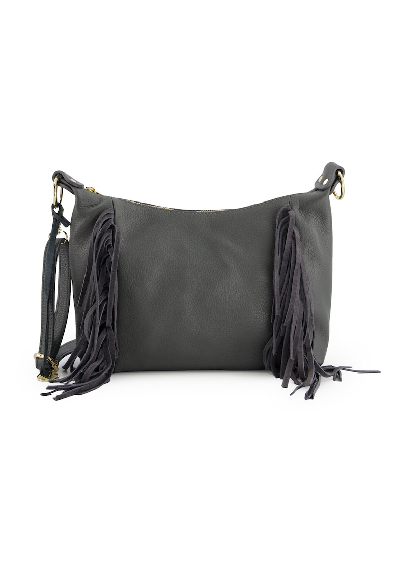 Geanta din piele naturala cu ciucuri