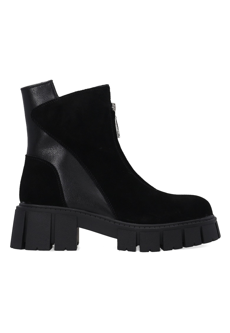 Botine din piele intoarsa cu fermoar frontal -