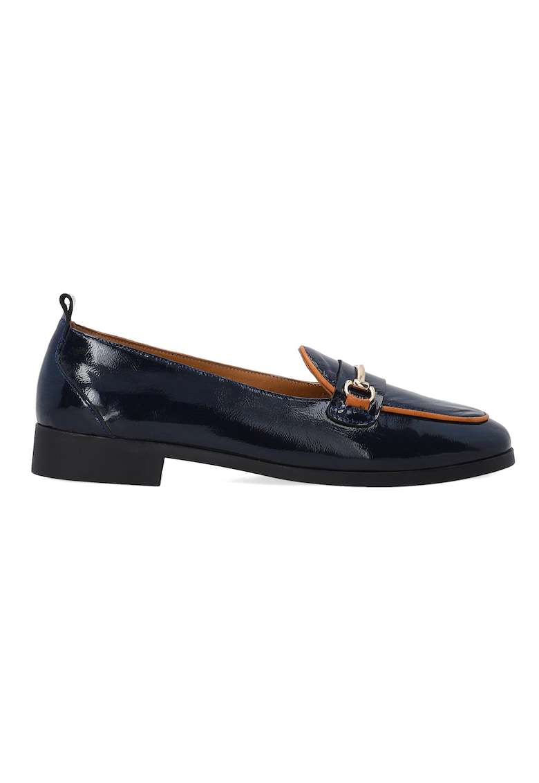 Mocasini din piele cu aspect lacuit