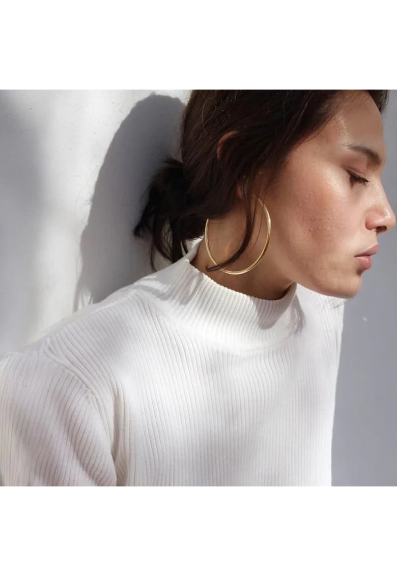 Cercei aurii - stil hoop - rotunzi - din otel inoxidabil - suflati cu aur 18k - Selena C4