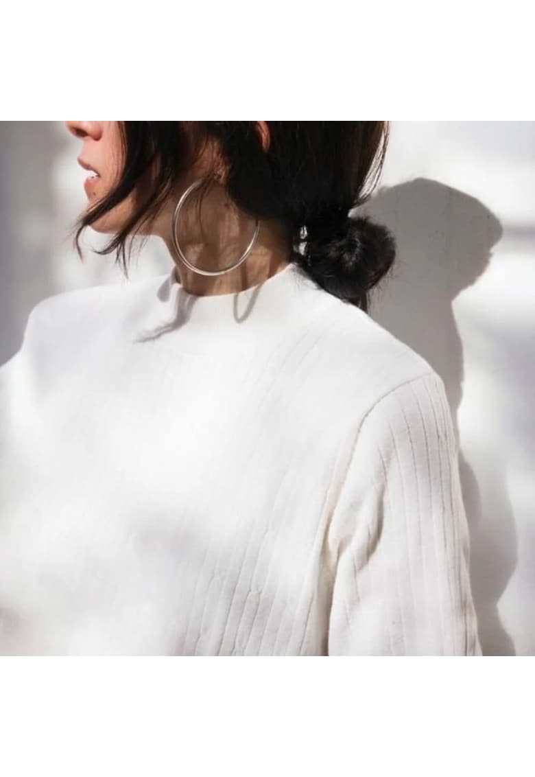 Cercei argintii - stil hoop - rotunzi - din otel inoxidabil - suflati cu aur 18k - Signa C4