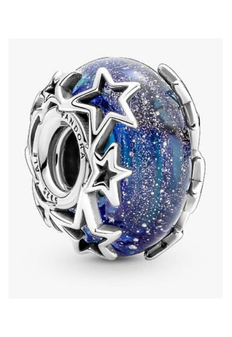 Talisman din Murano cu stea si galaxie albastra - Argint 925