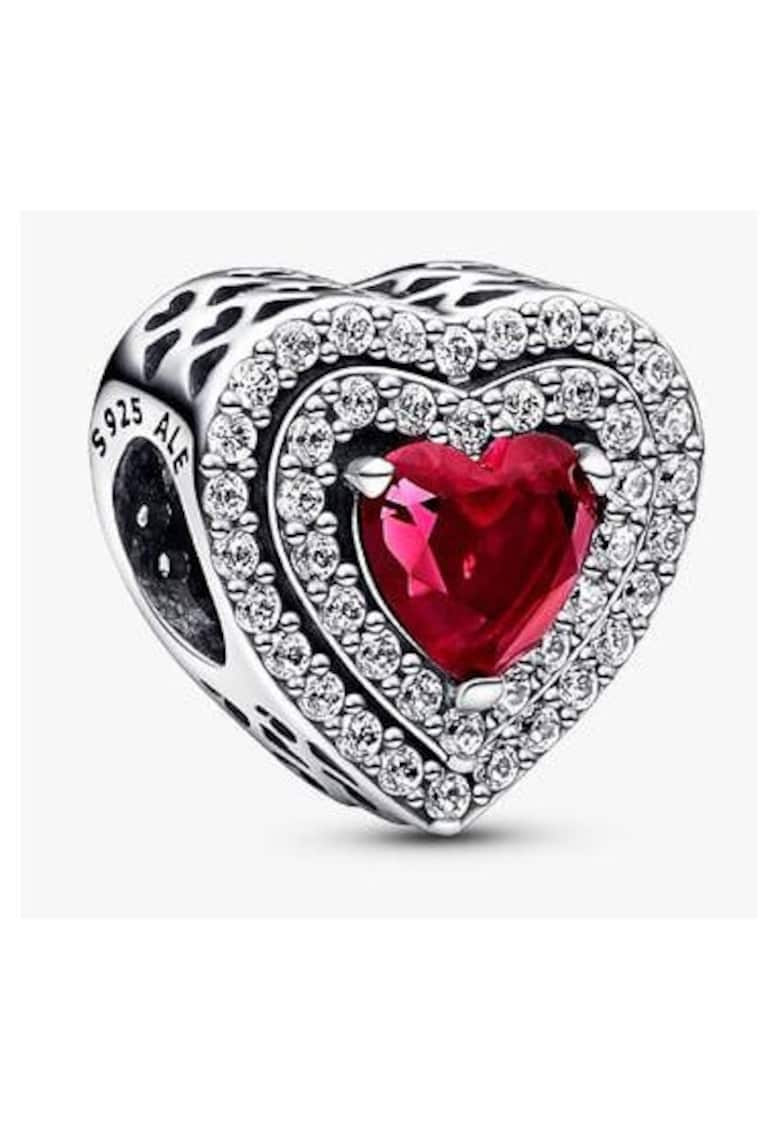 Talisman tip pandantiv cu inimioare stralucitoare Pave - Argint 925