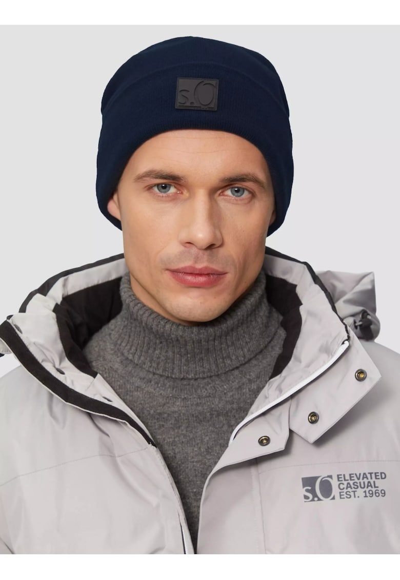 Caciula tricotata - barbati cu lana merinos - Bleumarin inchis