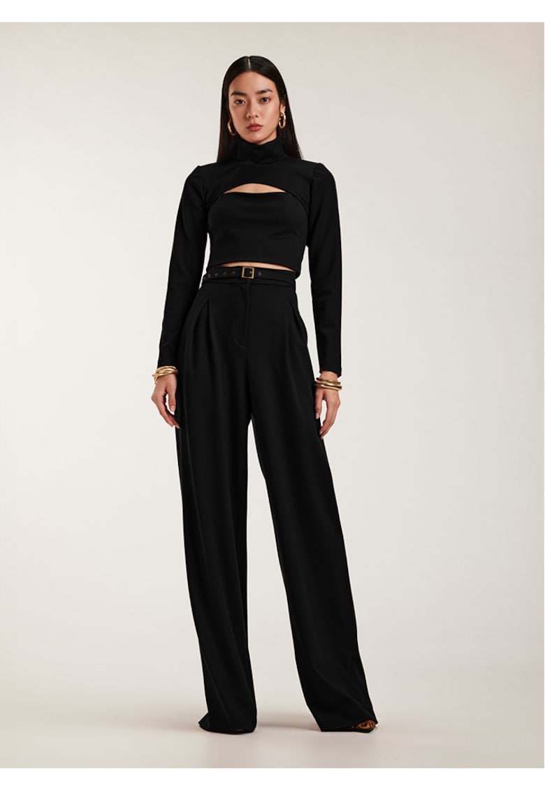 Set de bluza - top si pantaloni - 3 piese - Negru