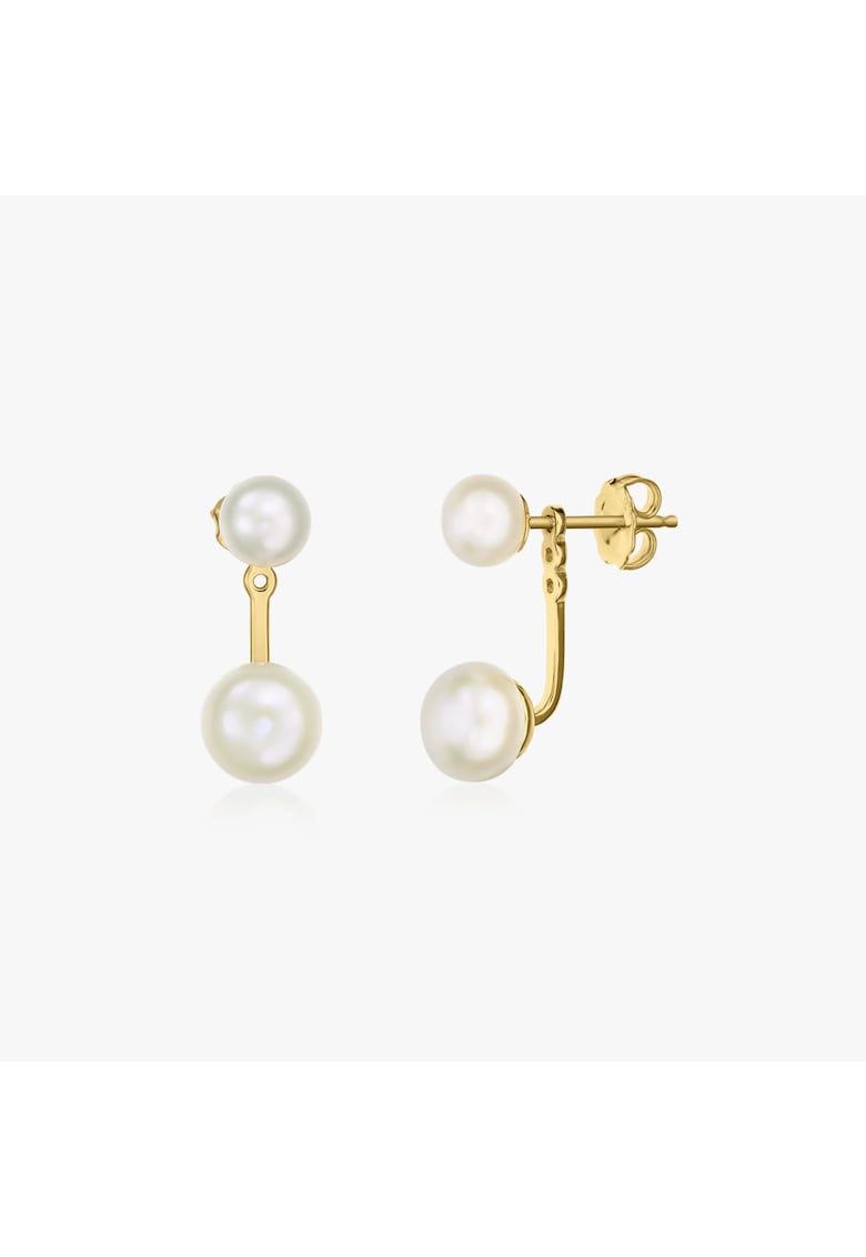 Cercei din argint Golden Duo - Perle naturale