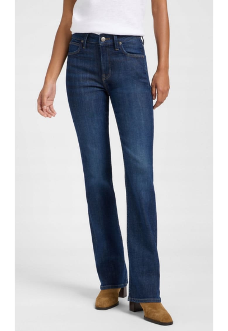 Pantaloni jeans dama Breese Bootcut - talie usor ridicata - elasticitate - bleumarin - bumbac/poliester/elastan