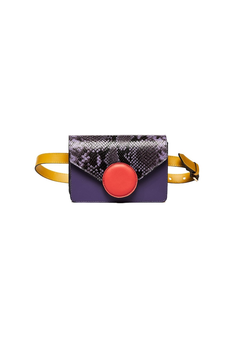 Geanta Cora Dama Piele naturala - mov-galben-coral