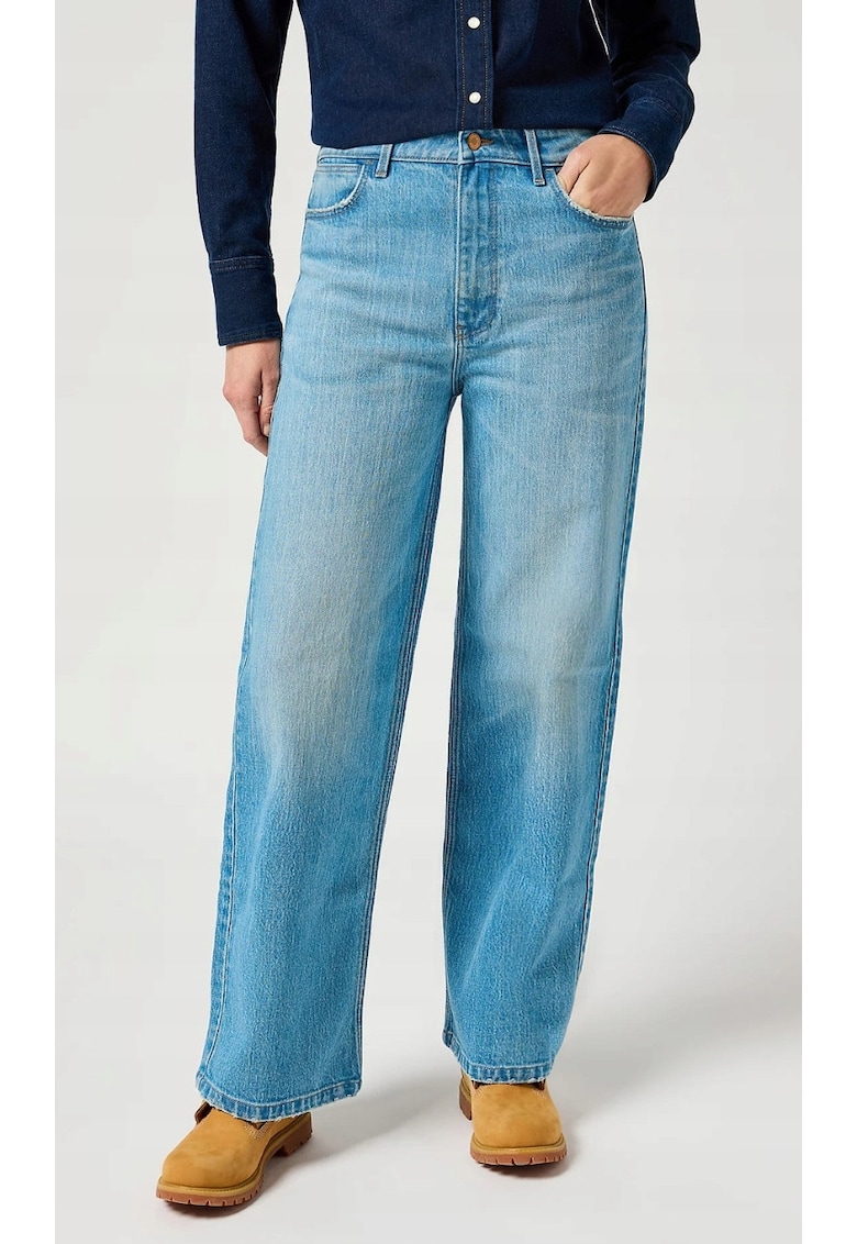 Blugi dama 112356418 - LOOSE STRAIGHT - talie inalta - albastru - bumbac -