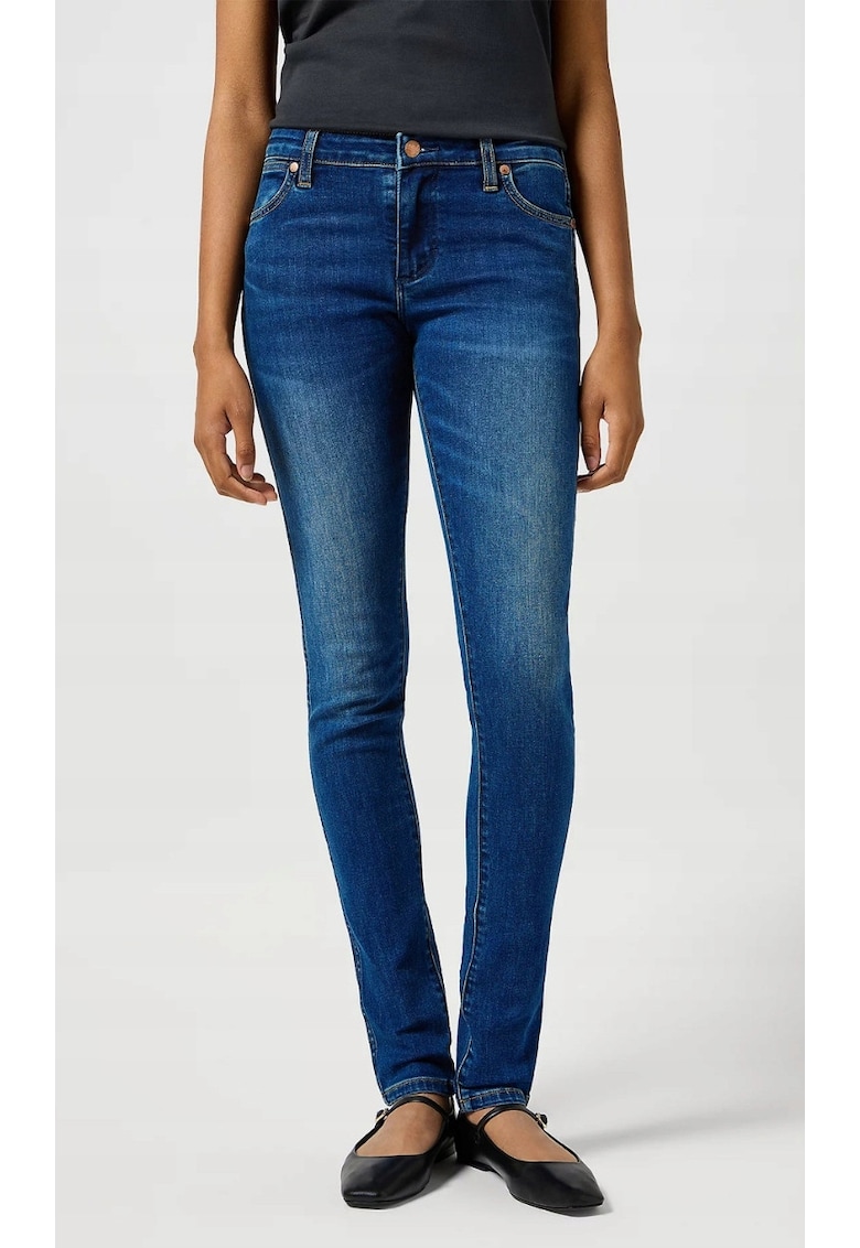 Blugi pentru dama skinny albastru bumbac - Albastru