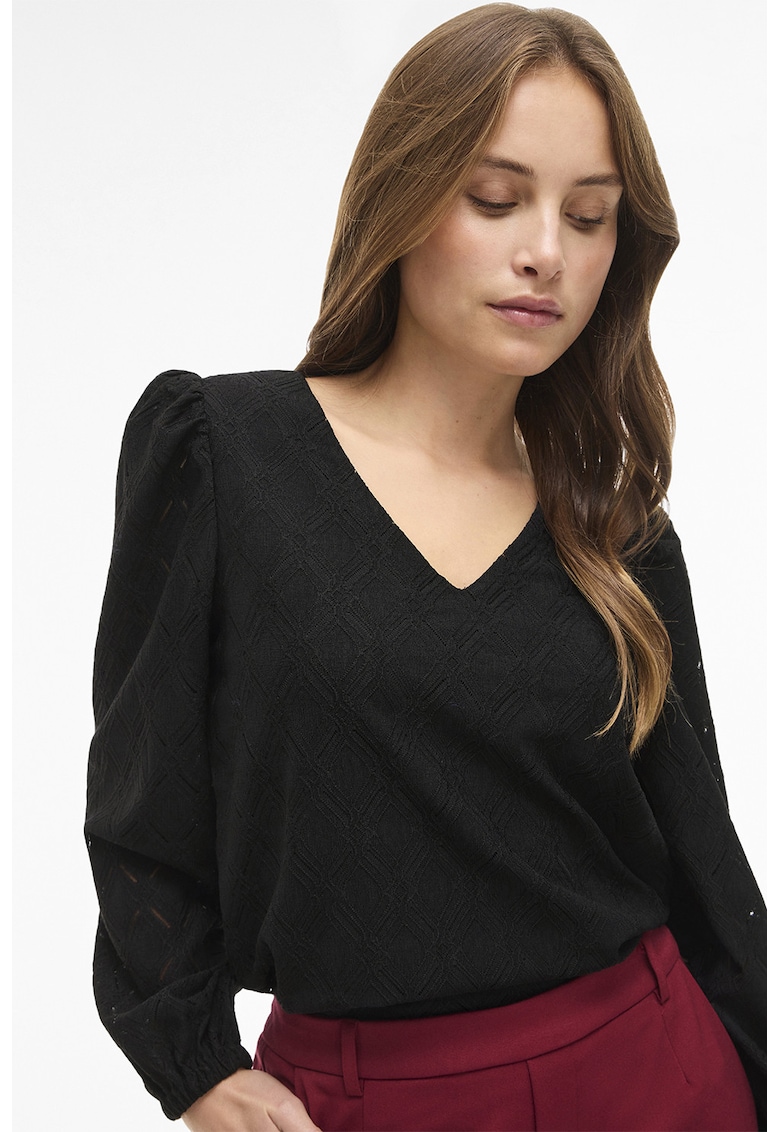 Bluza cu decolteu in V si maneci bufante