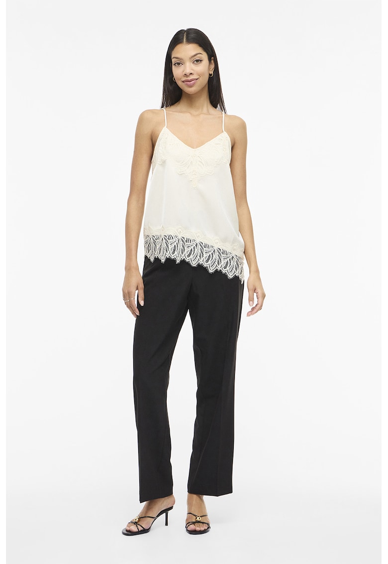 Top de casa cu decolteu in V si insertii de dantela