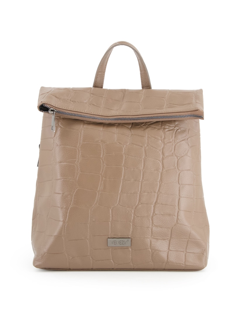 Rucsac din piele naturala cu aspect de piele de crocodil