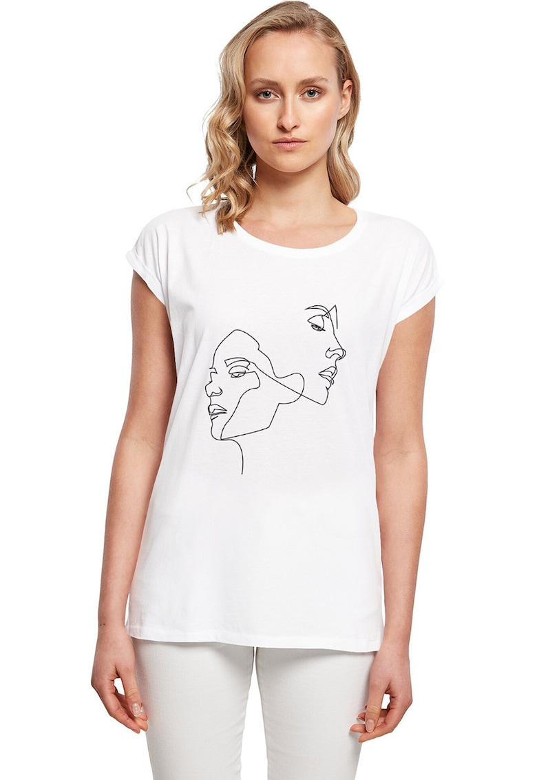 Tricou cu maneci rulate si imprimeu grafic