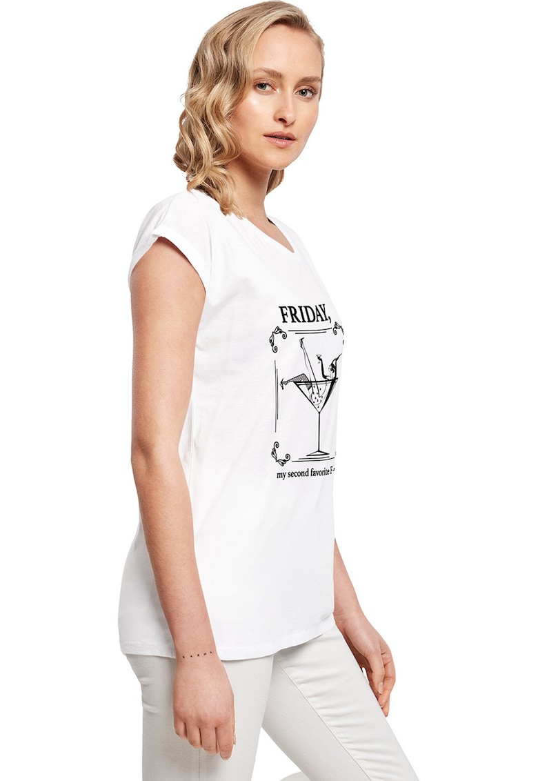 Tricou din bumbac cu imprimeu si terminatii rulate