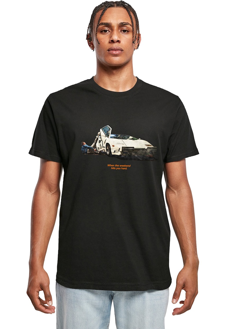 Tricou din bumbac cu imprimeu grafic - Negru