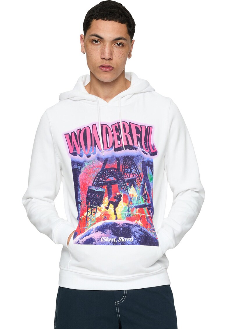 Hanorac cu imprimeu grafic - Alb