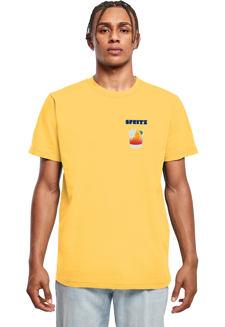 Tricou din bumbac cu decolteu la baza gatului - Galben