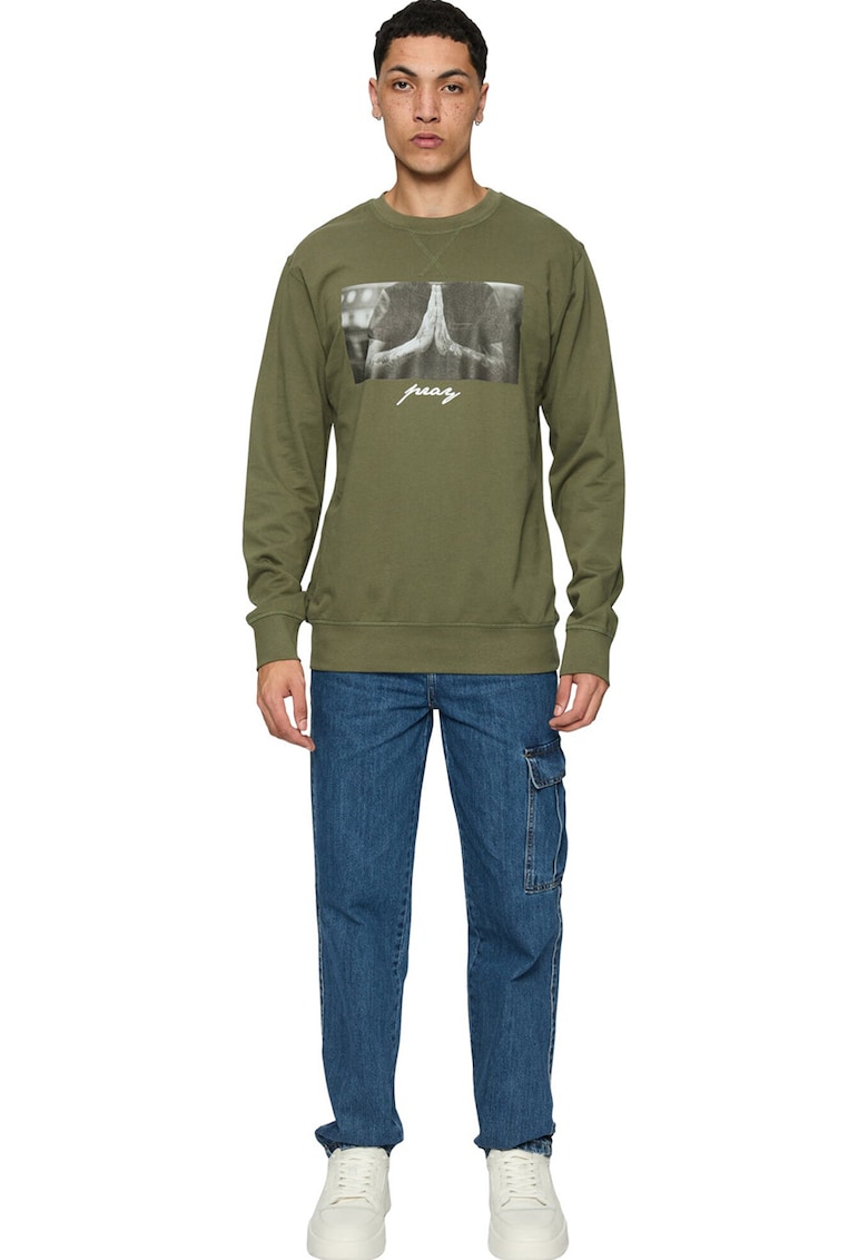 Bluza de trening cu decolteu la baza gatului si imprimeu foto