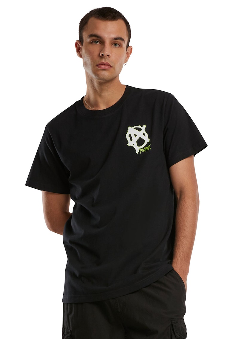Tricou din bumbac cu decolteu la baza gatului - Negru