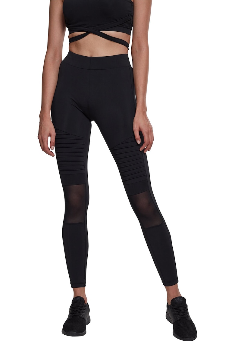 Colanti crop cu segmente din plasa - Negru