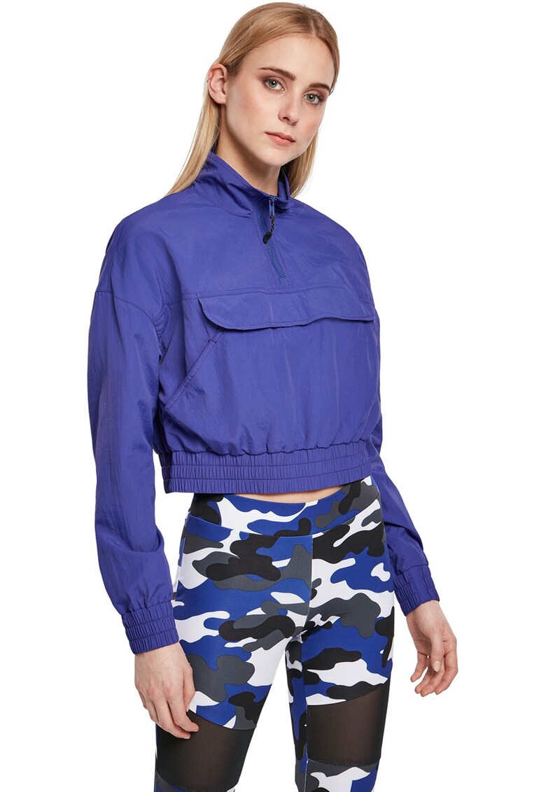 Jacheta crop fara inchidere - Albastru
