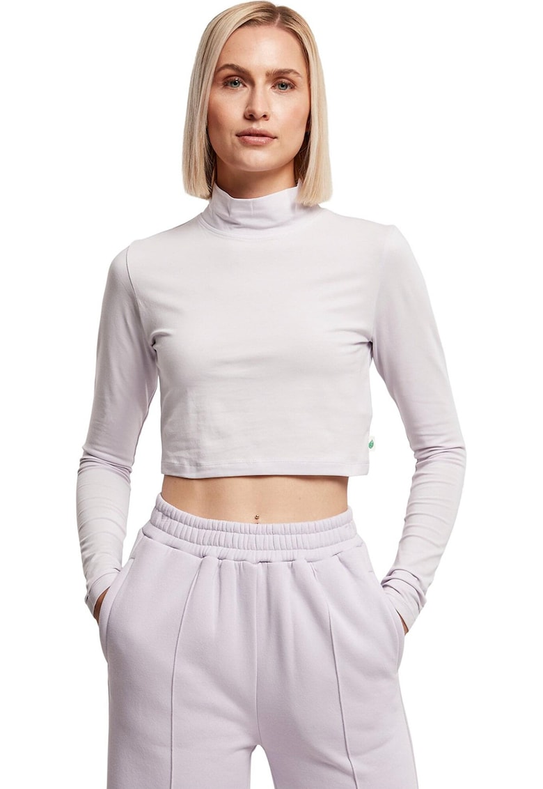 Bluza din amestec de bumbac organic cu guler inalt