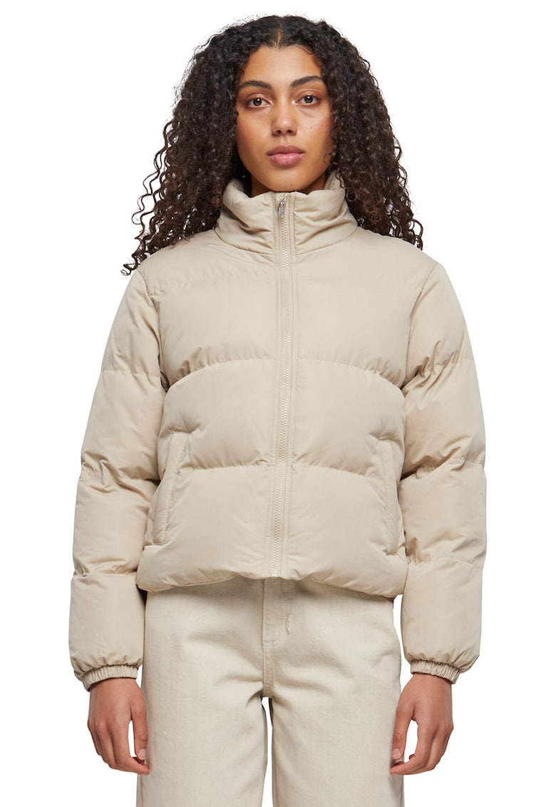 Geaca cu vatelina si guler inalt - Crem