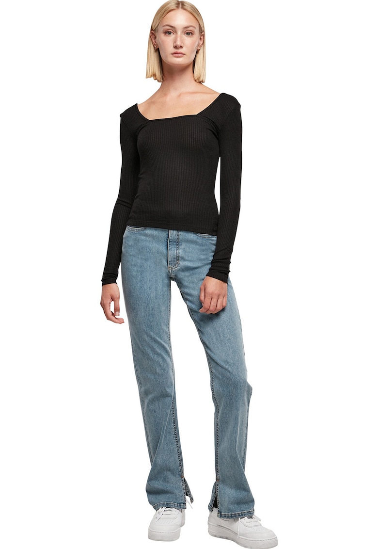 Bluza cu decolteu patrat - Negru