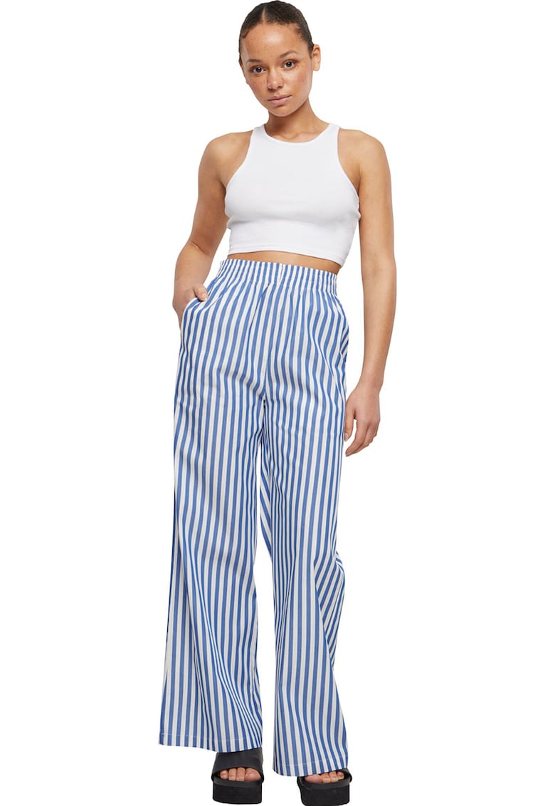 Pantaloni cu talie inalta si model in dungi