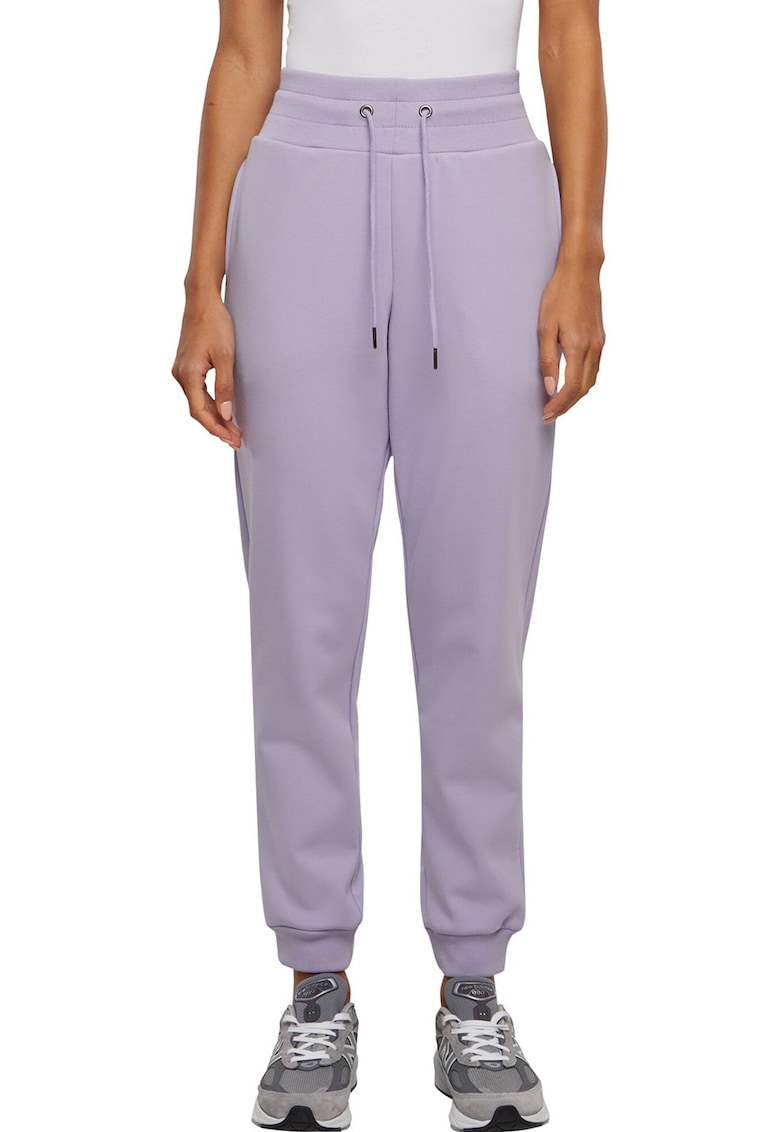 Pantaloni de trening cu snur de ajustare si talie inalta