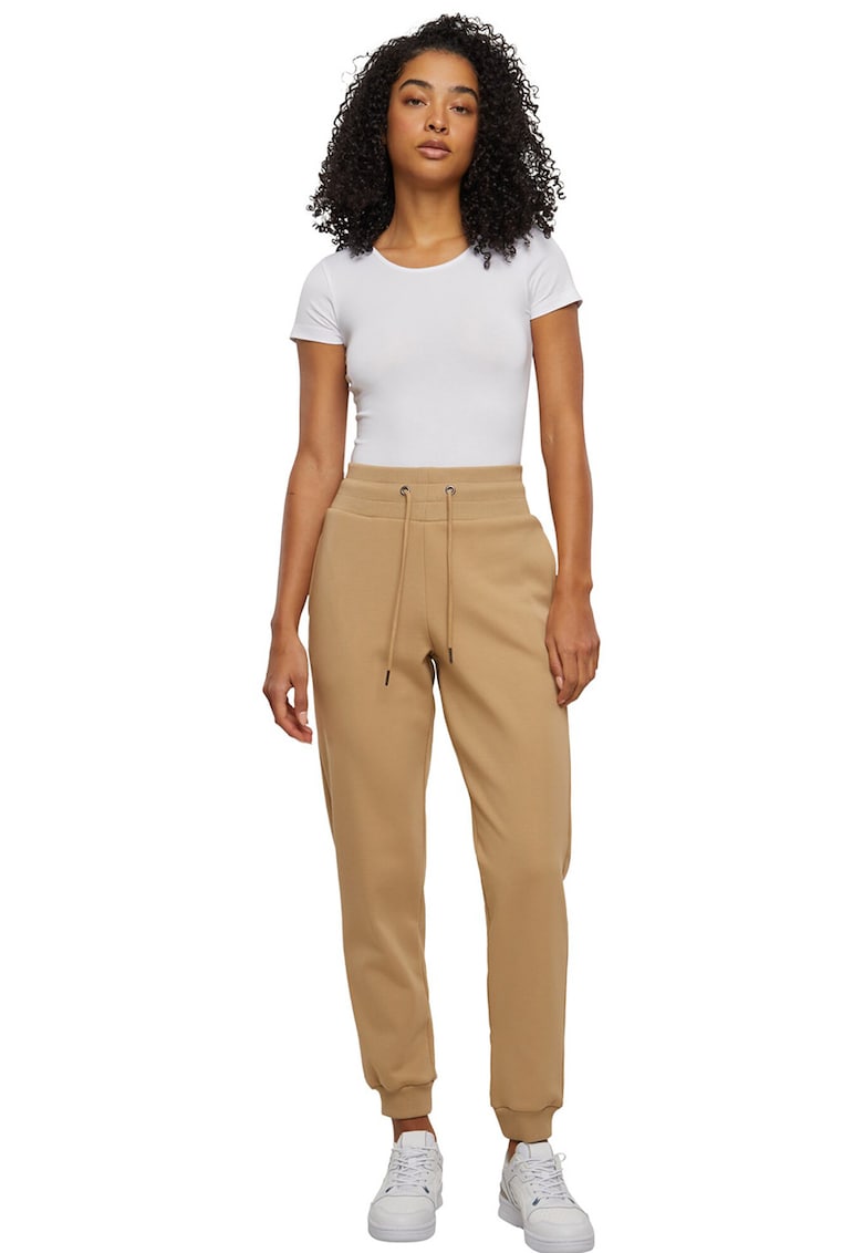 Pantaloni de trening cu snur de ajustare si talie inalta