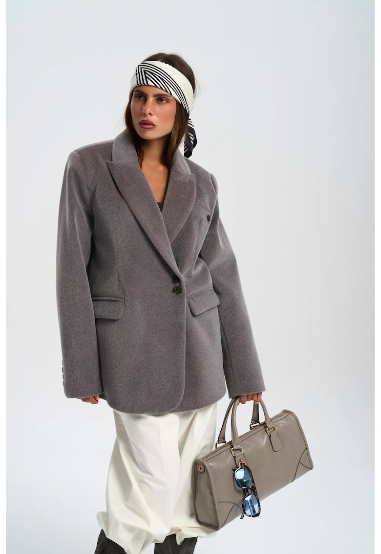 Sacou dama - HiCCUP - Runa Oversize - gri - textil