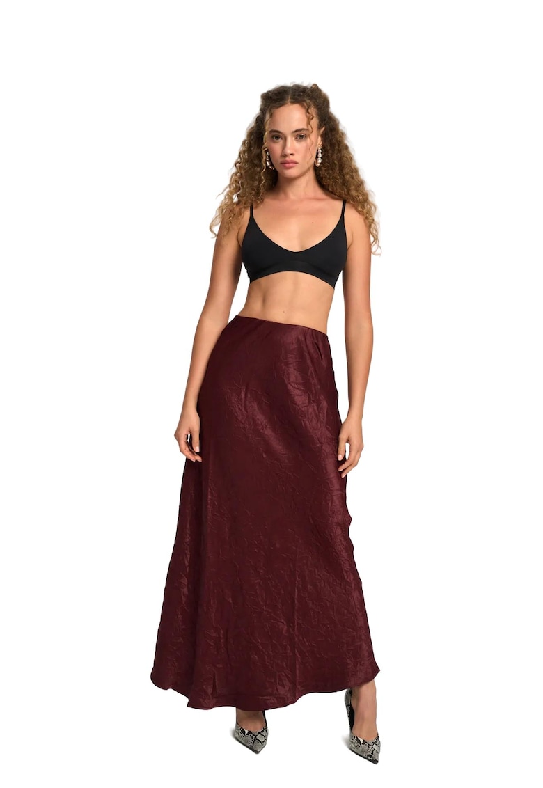 Fusta maxi - HiCCUP - Satin - Visiniu