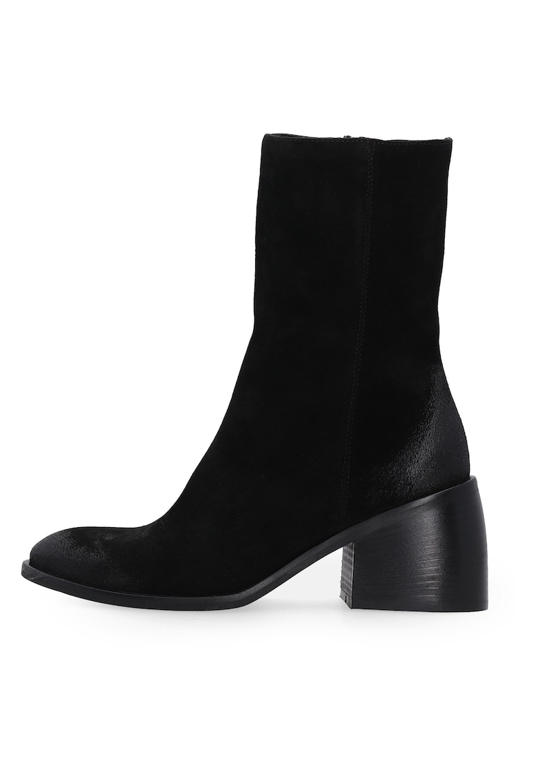 Botine din piele intoarsa cu toc fermoar lateral -