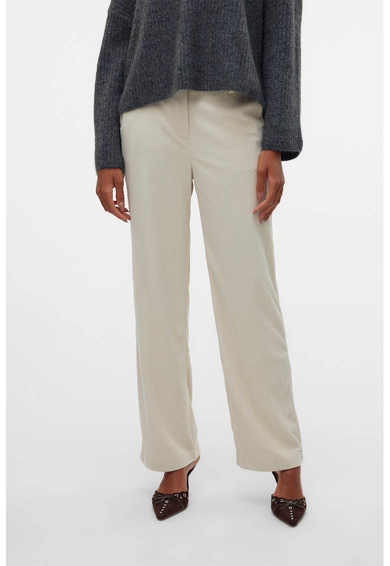 Pantaloni drepti din reiat - Bej