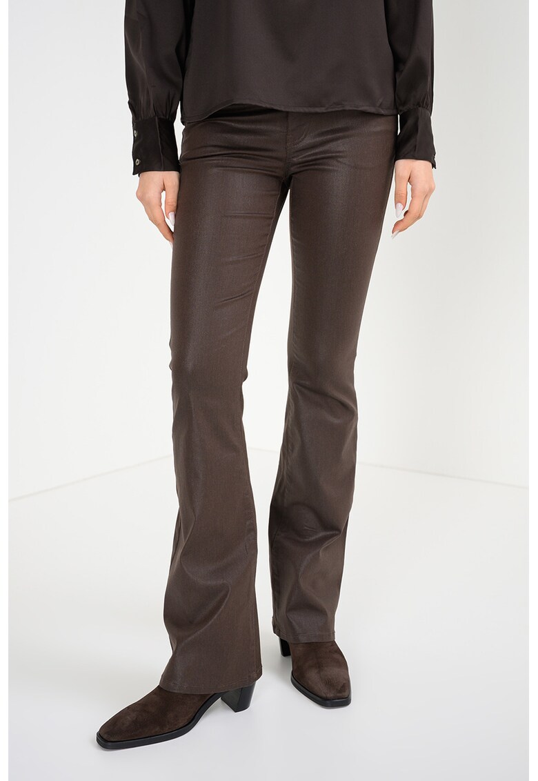 Pantaloni evazati cu talie inalta - Maro inchis