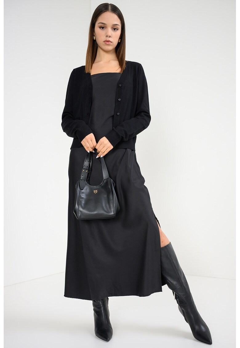 Cardigan tricotat cu nasturi - Negru