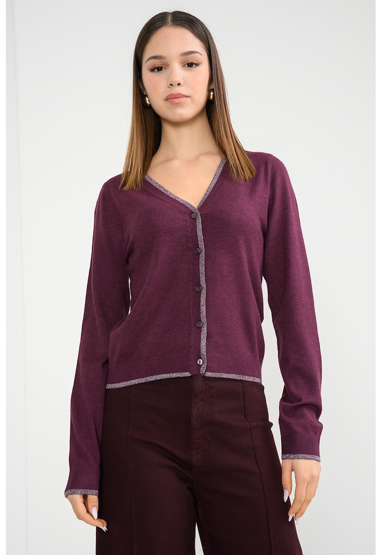 Cardigan tricotat cu nasturi - Violet tyrian