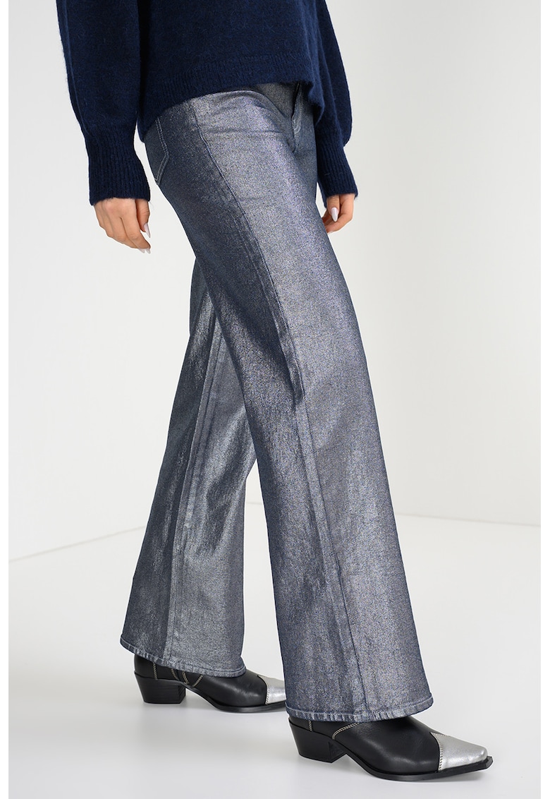 Blugi evazati cu talie inalta - Albastru