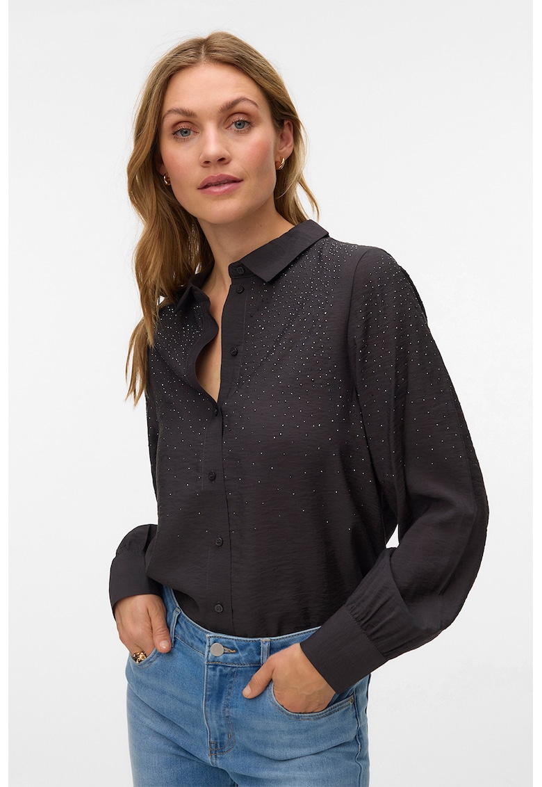 Camasa lejera cu strasuri - Gri antracit